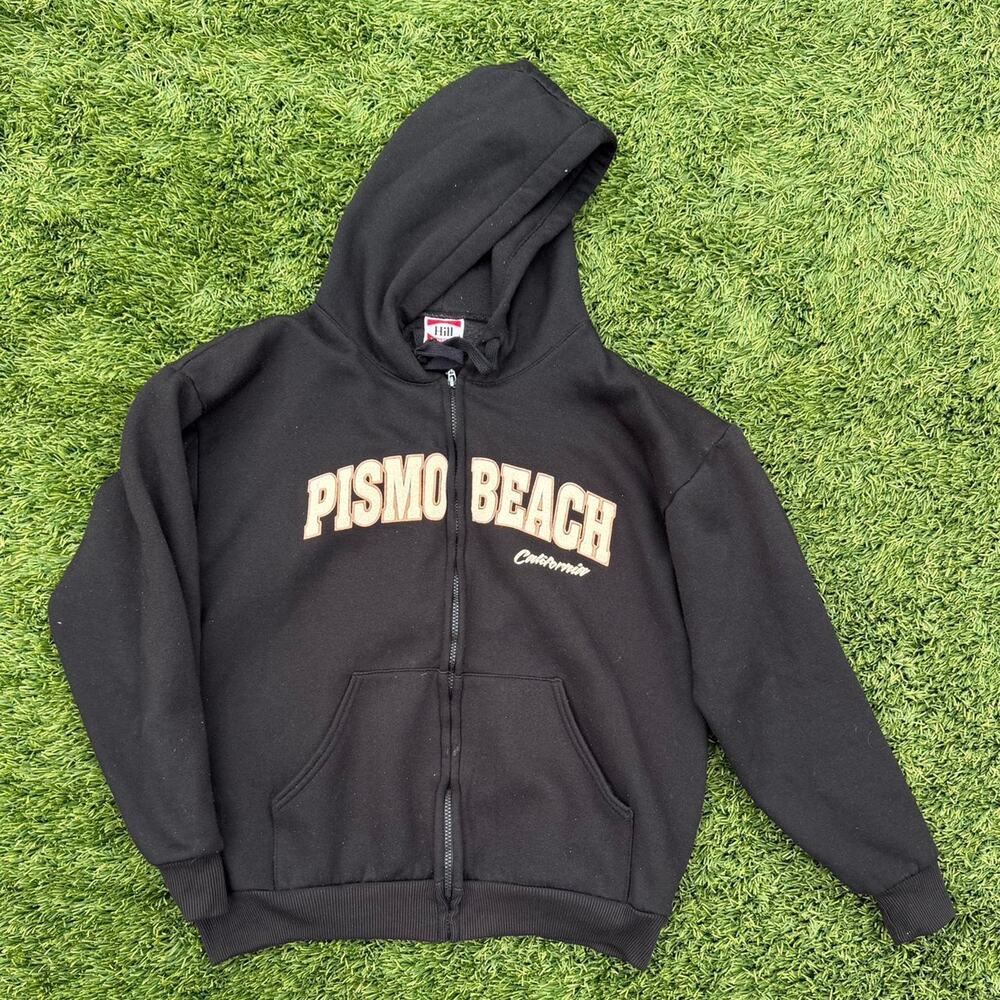Vintage Pismo Beach Zip Up Hoodie Black Size M-L